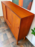 REFINISHED Danish Mid Century Modern Teak Highboard 59