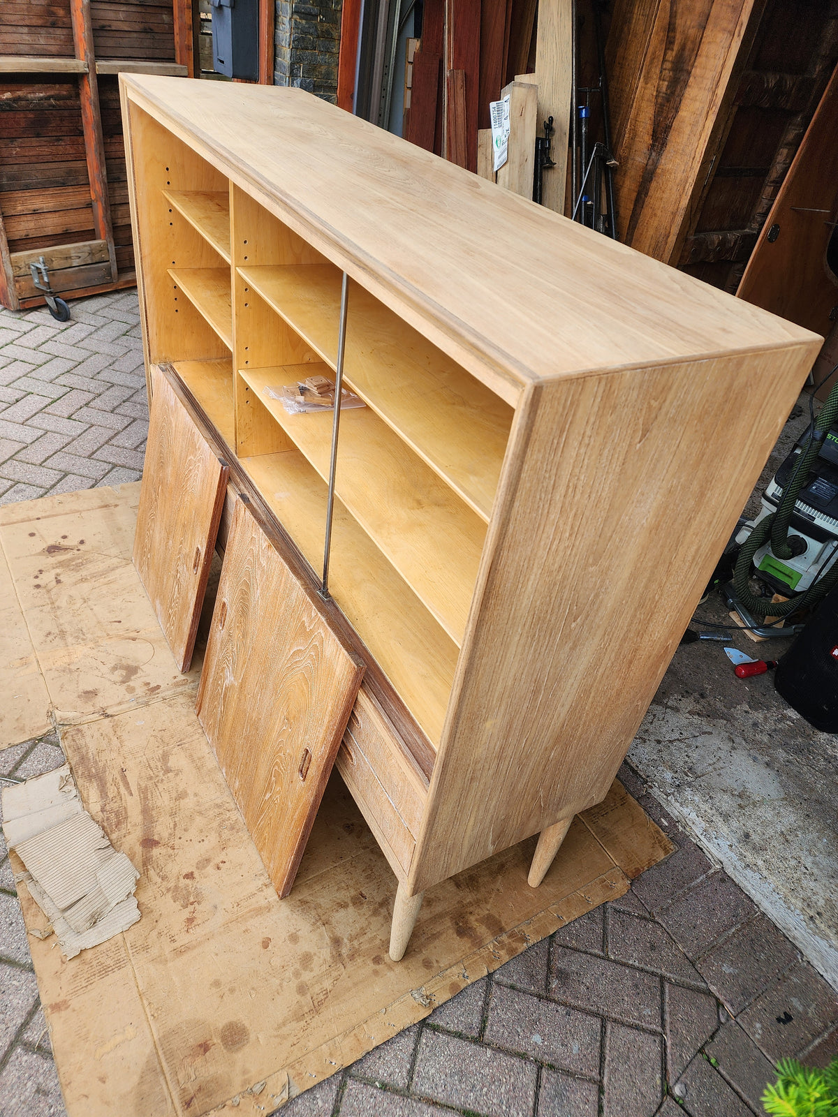 REFINISHED Danish Mid Century Modern Teak Highboard 59