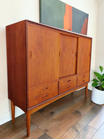 REFINISHED Danish Mid Century Modern Teak Highboard 59