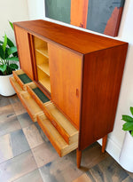 REFINISHED Danish Mid Century Modern Teak Highboard 59