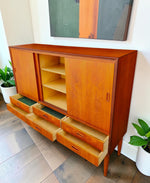 REFINISHED Danish Mid Century Modern Teak Highboard 59