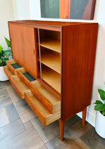 REFINISHED Danish Mid Century Modern Teak Highboard 59