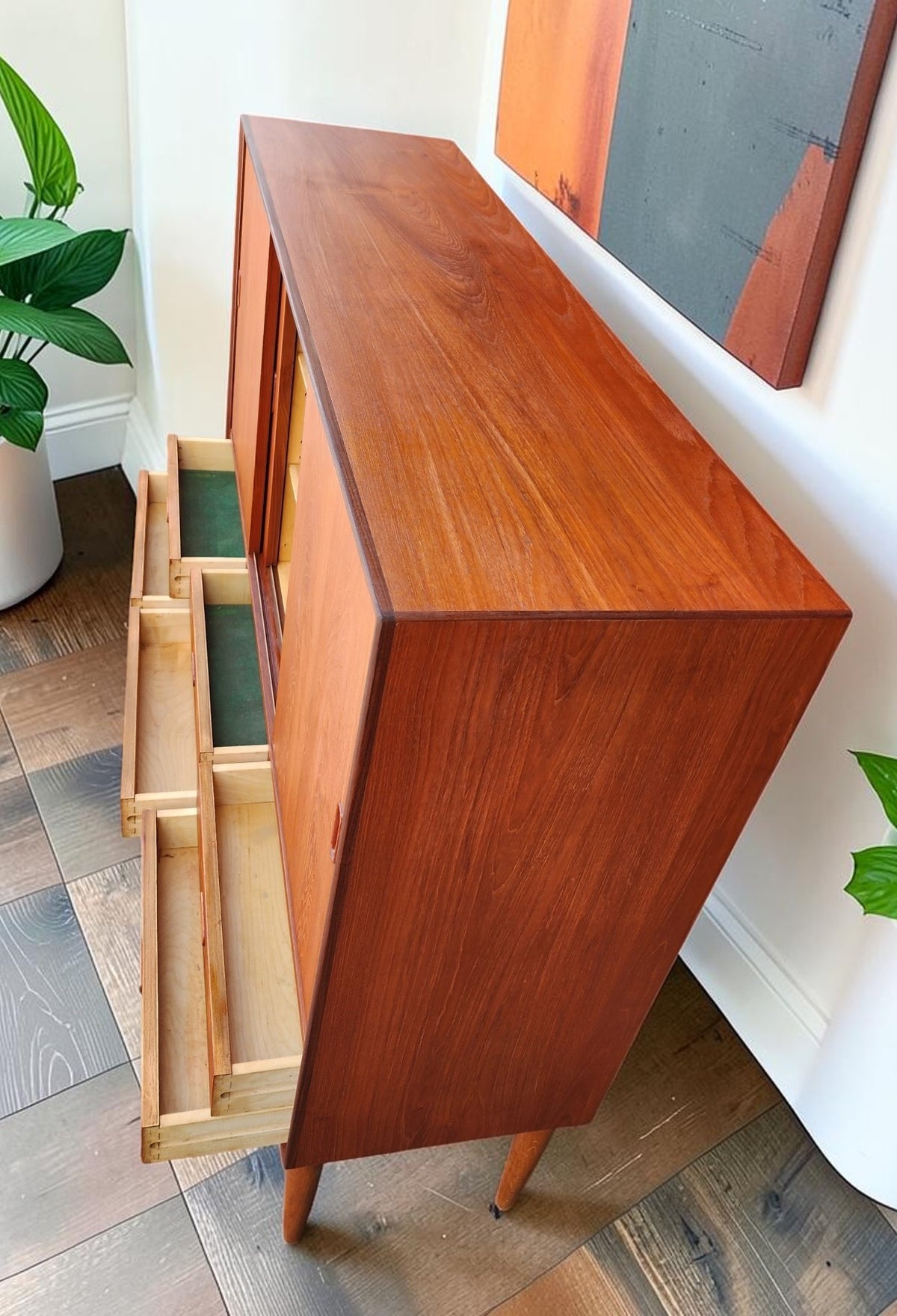 REFINISHED Danish Mid Century Modern Teak Highboard 59