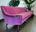 REFINISHED REUPHOLSTERED in Wool Mohair Danish Mid Century Modern Teak Sofa 93