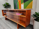 REFINISHED Danish MCM Teak Display TV Media Console w Finished Back 83