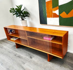 REFINISHED Danish MCM Teak Display TV Media Console w Finished Back 83