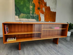 REFINISHED Danish MCM Teak Display TV Media Console w Finished Back 83