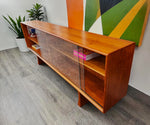 REFINISHED Danish MCM Teak Display TV Media Console w Finished Back 83