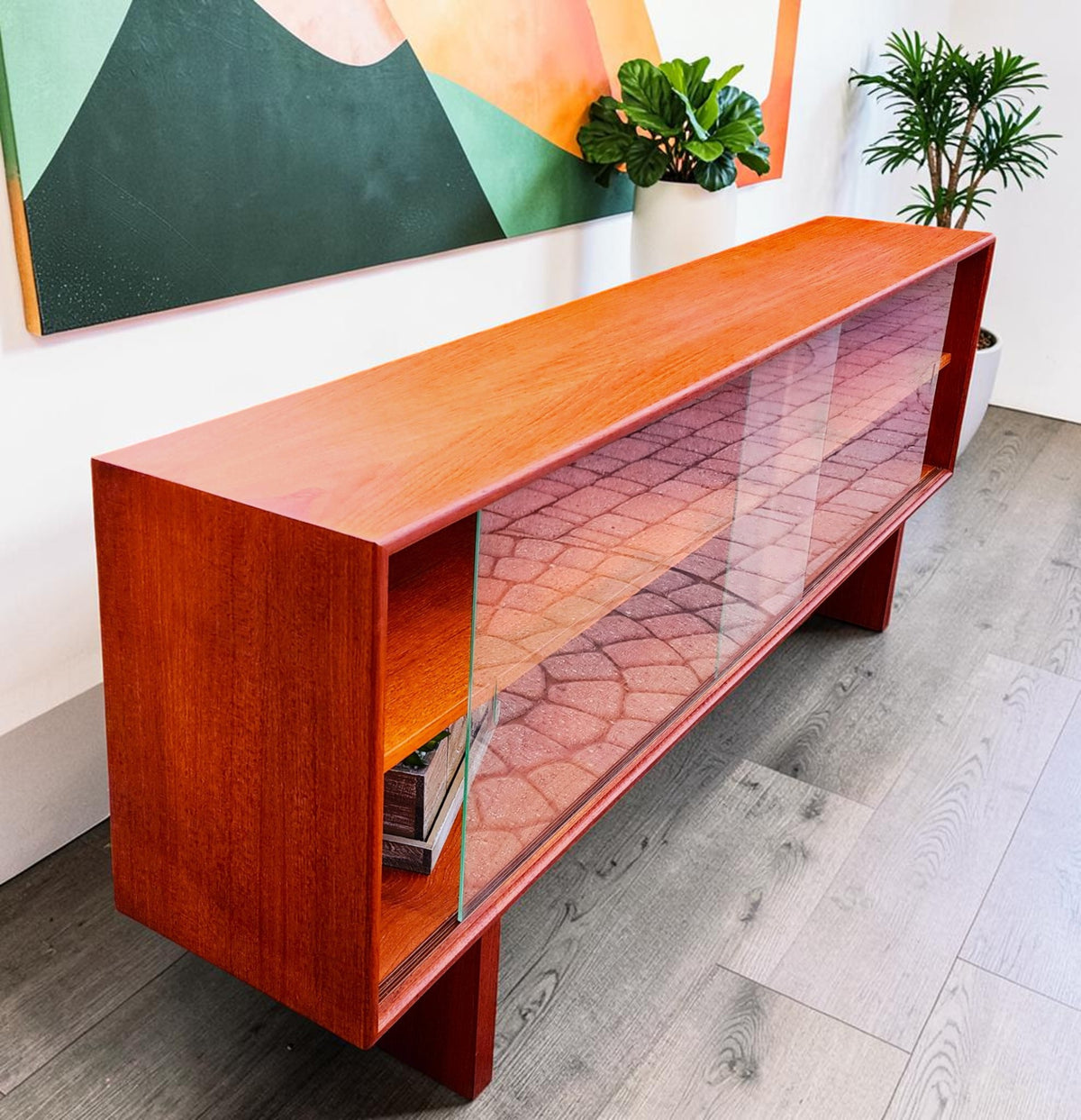 REFINISHED Danish MCM Teak Console by Axel Christensen for ACO Møbler 71