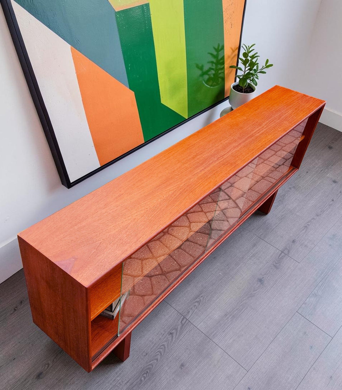 REFINISHED Danish MCM Teak Console by Axel Christensen for ACO Møbler 71
