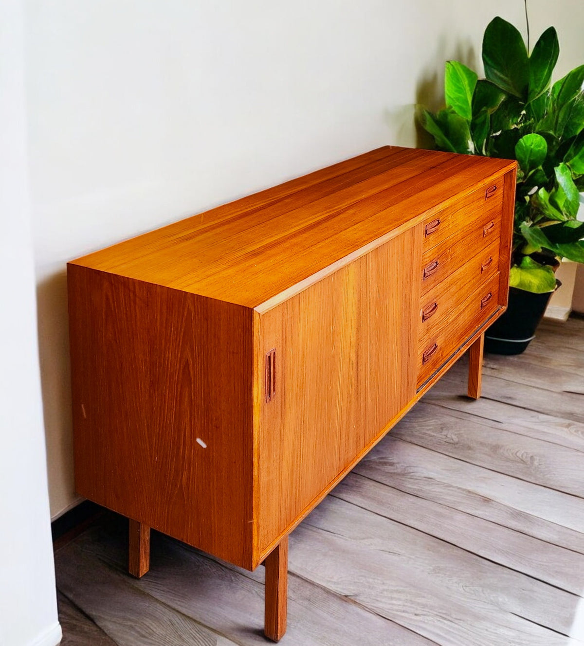 REFINISHED Danish MCM Teak Sideboard Buffet 60
