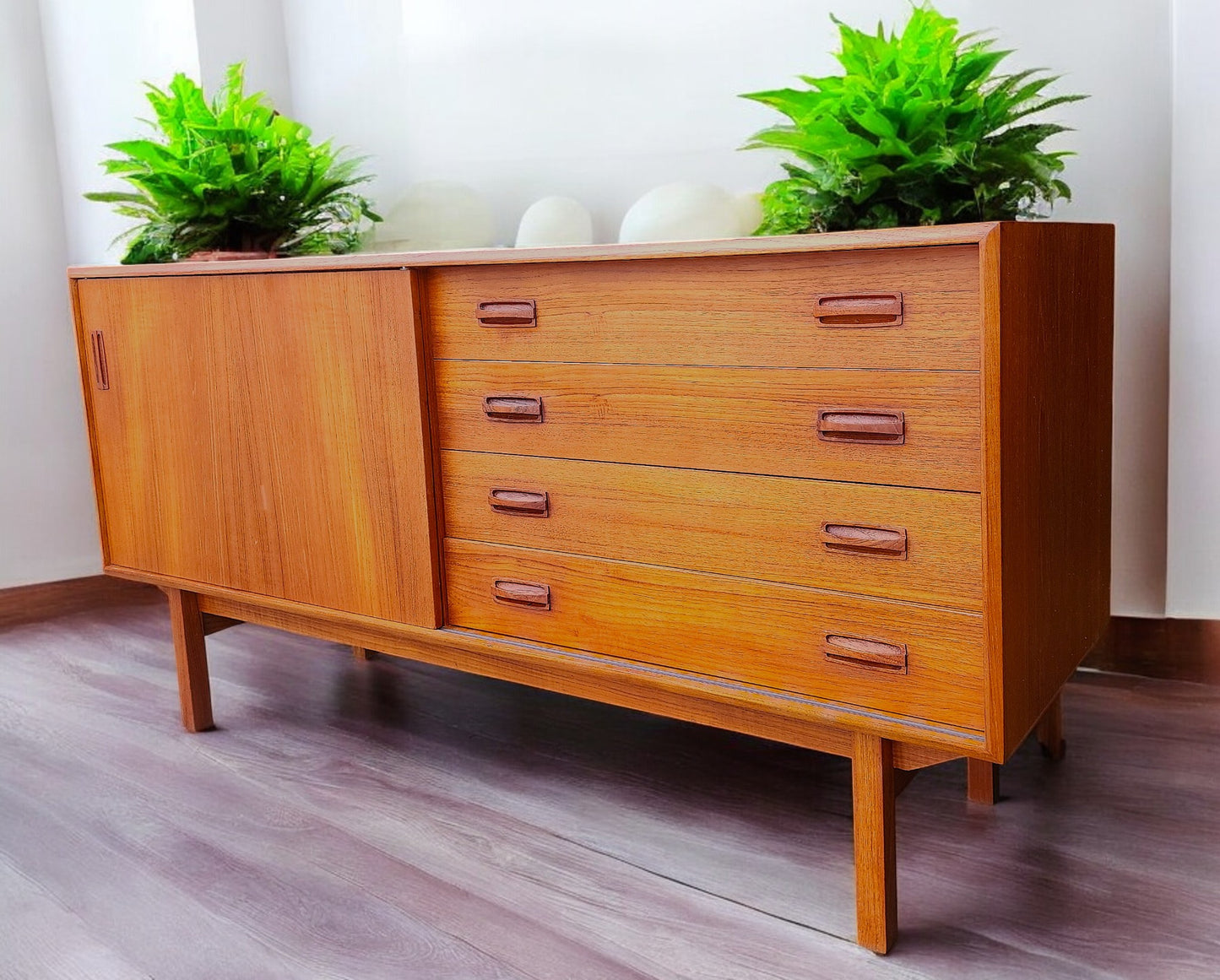 REFINISHED Danish MCM Teak Sideboard Buffet 60"