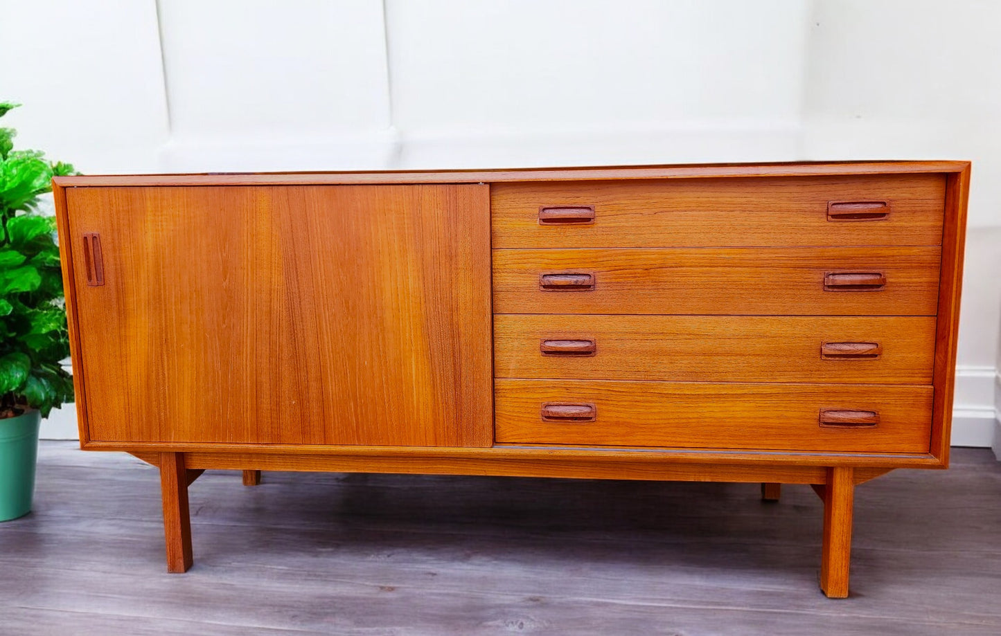 REFINISHED Danish MCM Teak Sideboard Buffet 60"