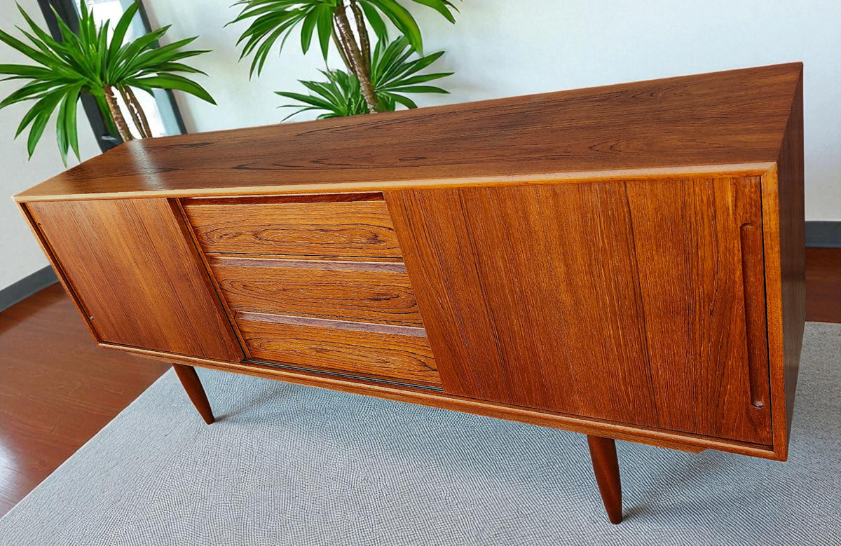 REFINISHED Danish Mid Century Teak Credenza Buffet 6 ft Narrow