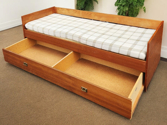 Danish Mid Century Modern Teak Day Bed with Storage by Domino AS IS or REFINISHED