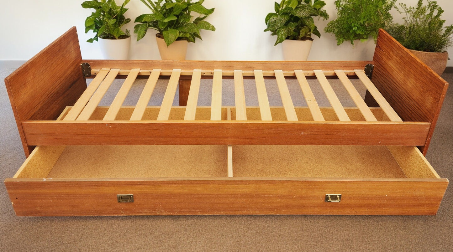 Danish Mid Century Modern Teak Day Bed with Storage by Domino AS IS or REFINISHED