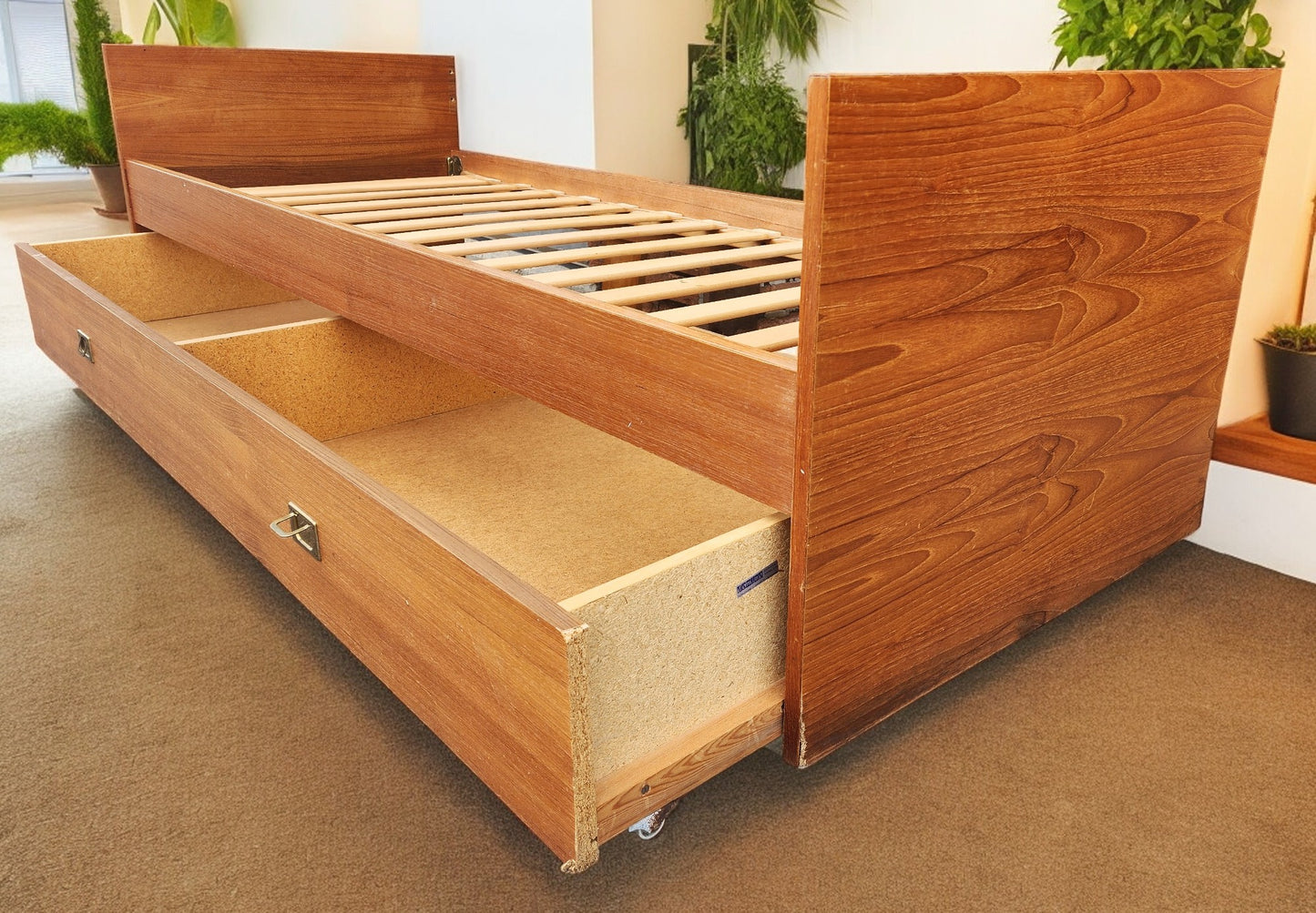 Danish Mid Century Modern Teak Day Bed with Storage by Domino AS IS or REFINISHED