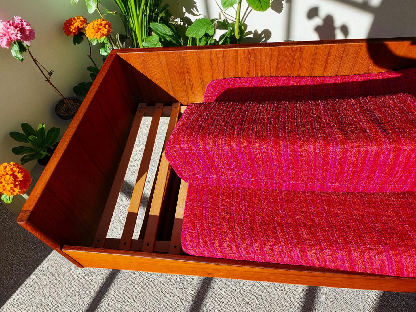 REFINISHED Danish Mid Century Modern Teak Daybed with Storage Drawer