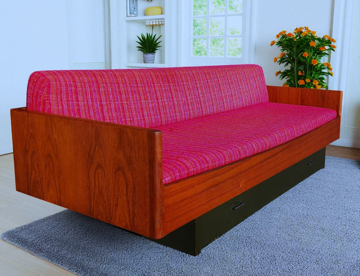 REFINISHED Danish Mid Century Modern Teak Daybed with Storage Drawer