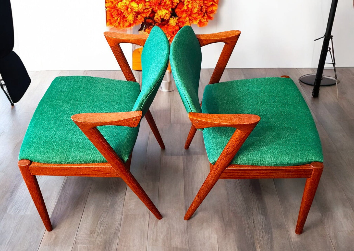 6 REFINISHED REUPHOLSTERED Danish MCM Teak Armchairs by Kai Kristiansen, Model 42