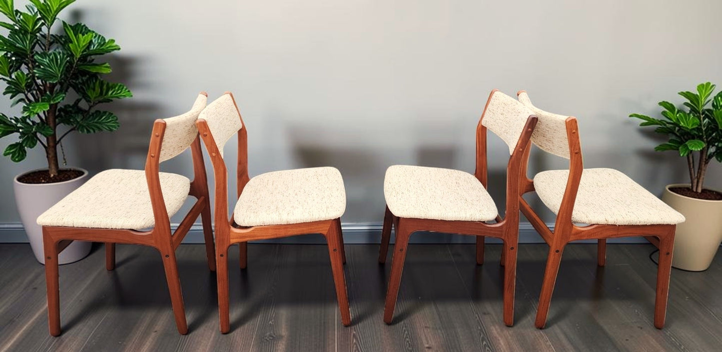 4 RESTORED Danish Mid Century Modern Teak Chairs by D-Scan