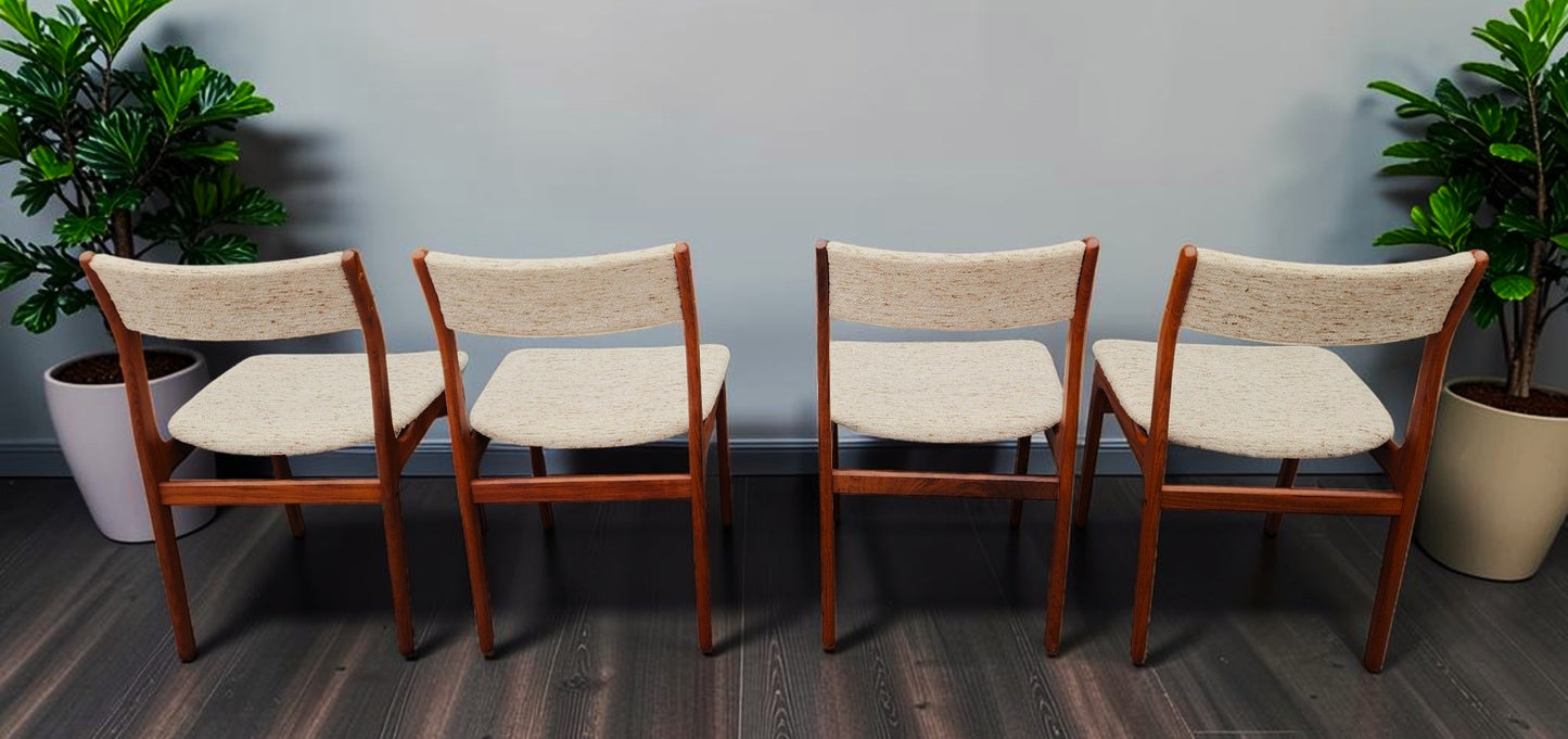 4 RESTORED Danish Mid Century Modern Teak Chairs by D-Scan