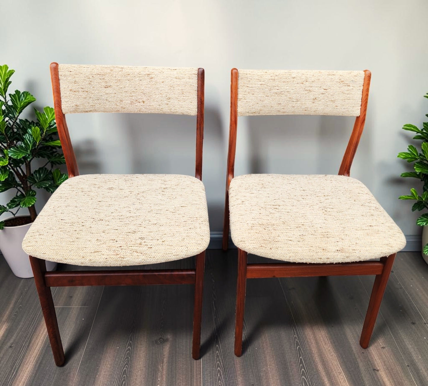 4 RESTORED Danish Mid Century Modern Teak Chairs by D-Scan