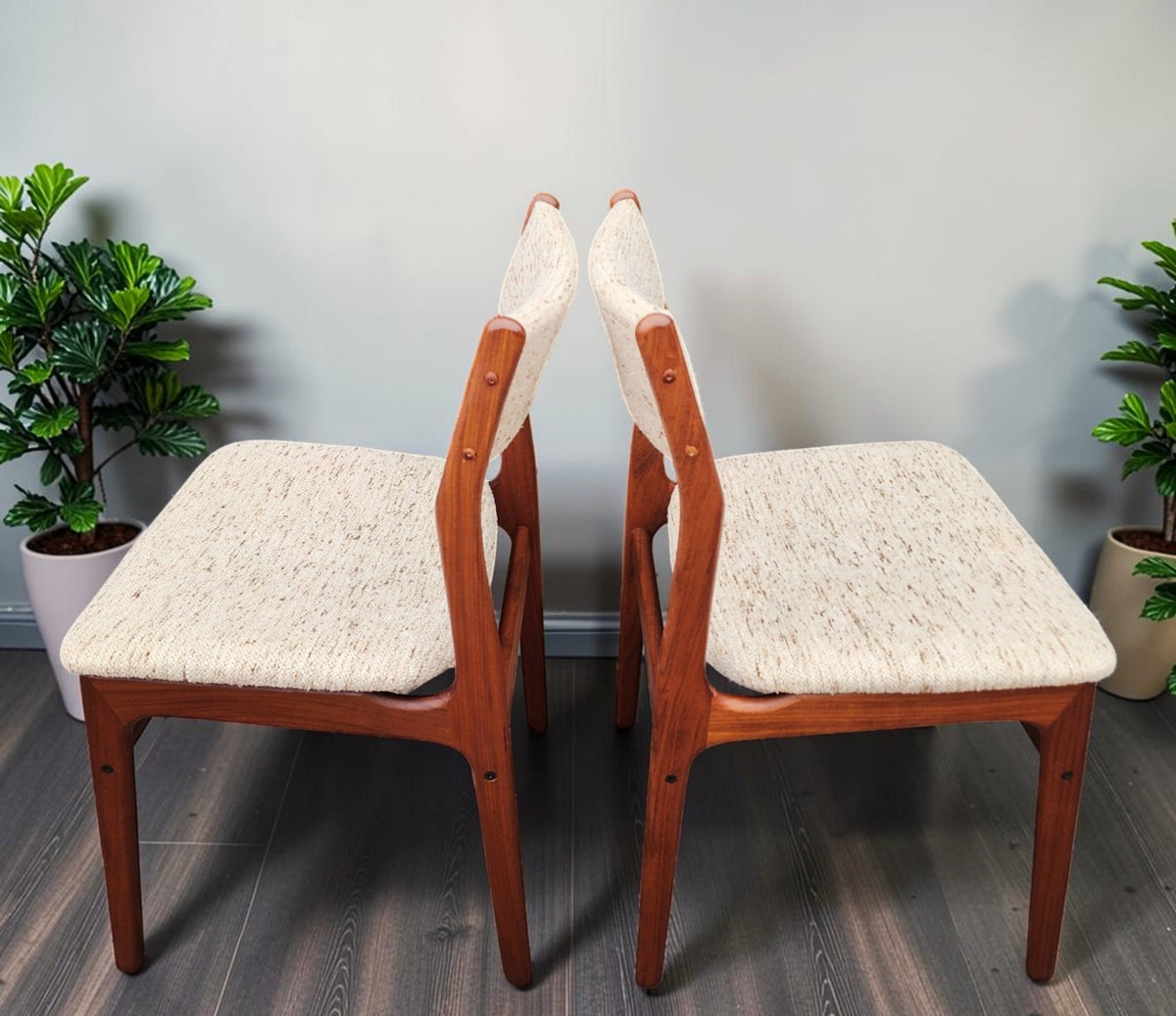 4 RESTORED Danish Mid Century Modern Teak Chairs by D-Scan