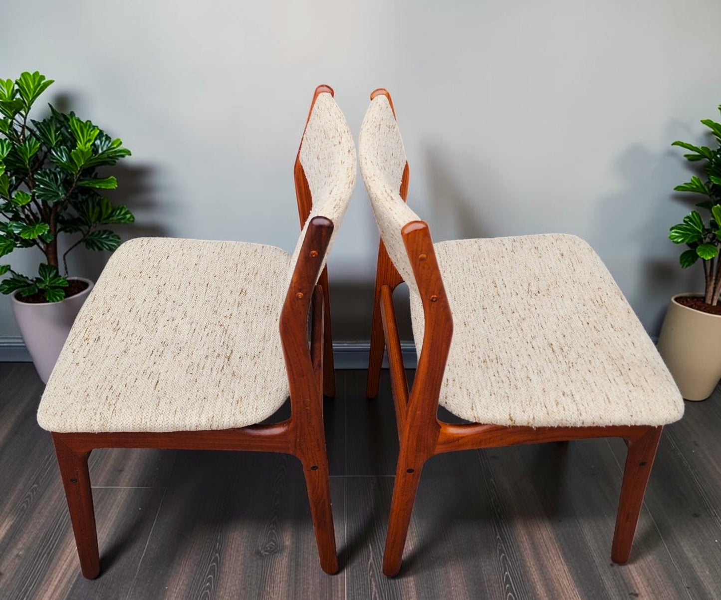 4 RESTORED Danish Mid Century Modern Teak Chairs by D-Scan