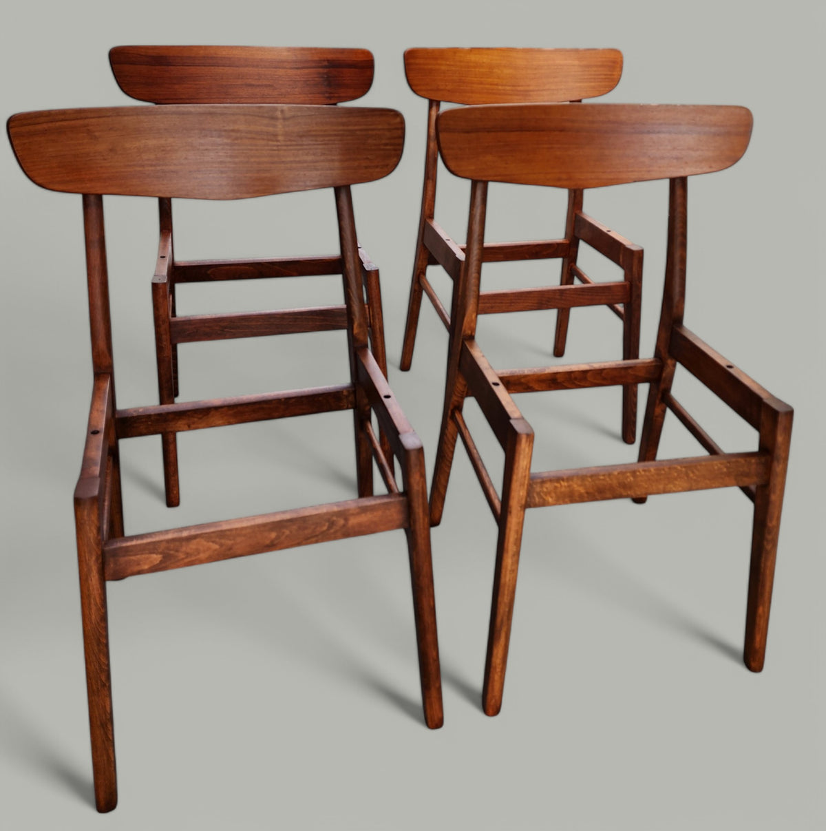 4 REFINISHED REUPHOLSTERED Danish Mid Century Modern Teak Chairs by Farstrup
