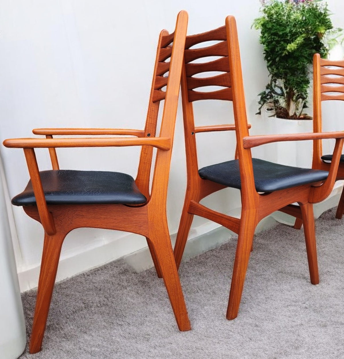 6 RESTORED Danish Mid Century Modern Teak Chairs (2 arm, 4 side) # 83 by Boltinge