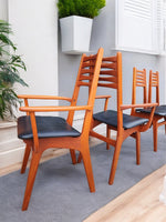 6 RESTORED Danish Mid Century Modern Teak Chairs (2 arm, 4 side) # 83 by Boltinge 6