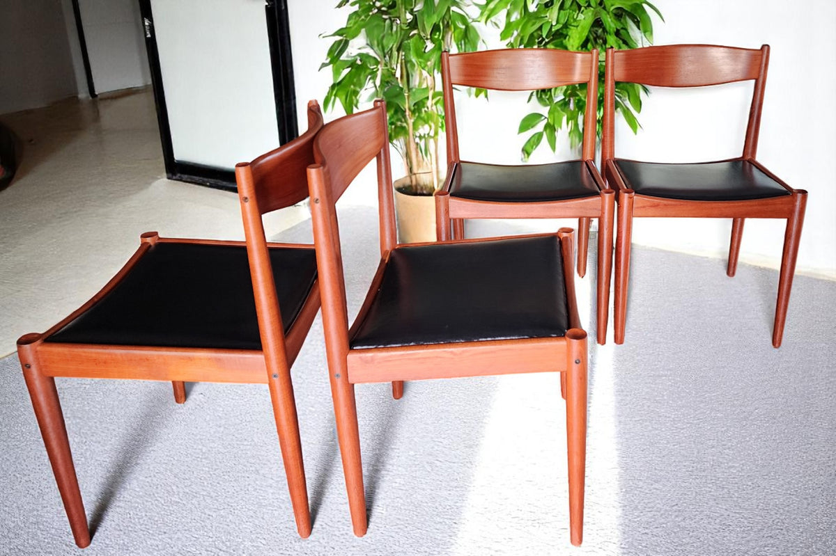 6 REFINISHED REUPHOLSTERED in wool mohair Danish MCM Teak Chairs by Bramin