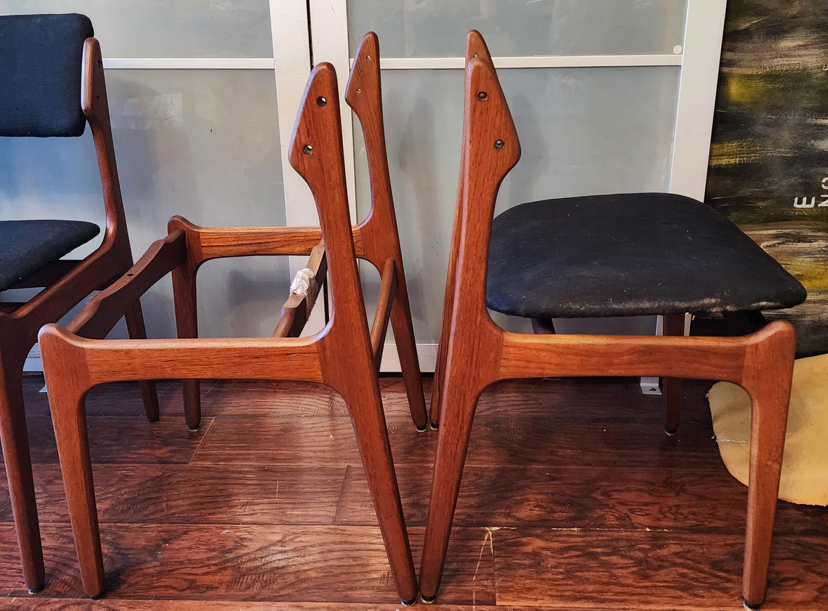 Choose Fabric***4 REFINISHED Danish Mid Century Modern teak chairs by Erik Buch, model 49