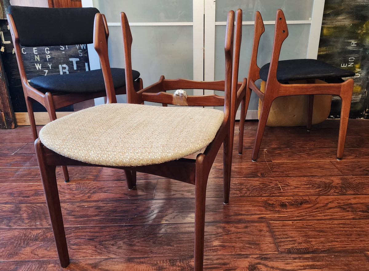 Choose Fabric***4 REFINISHED Danish Mid Century Modern teak chairs by Erik Buch, model 49