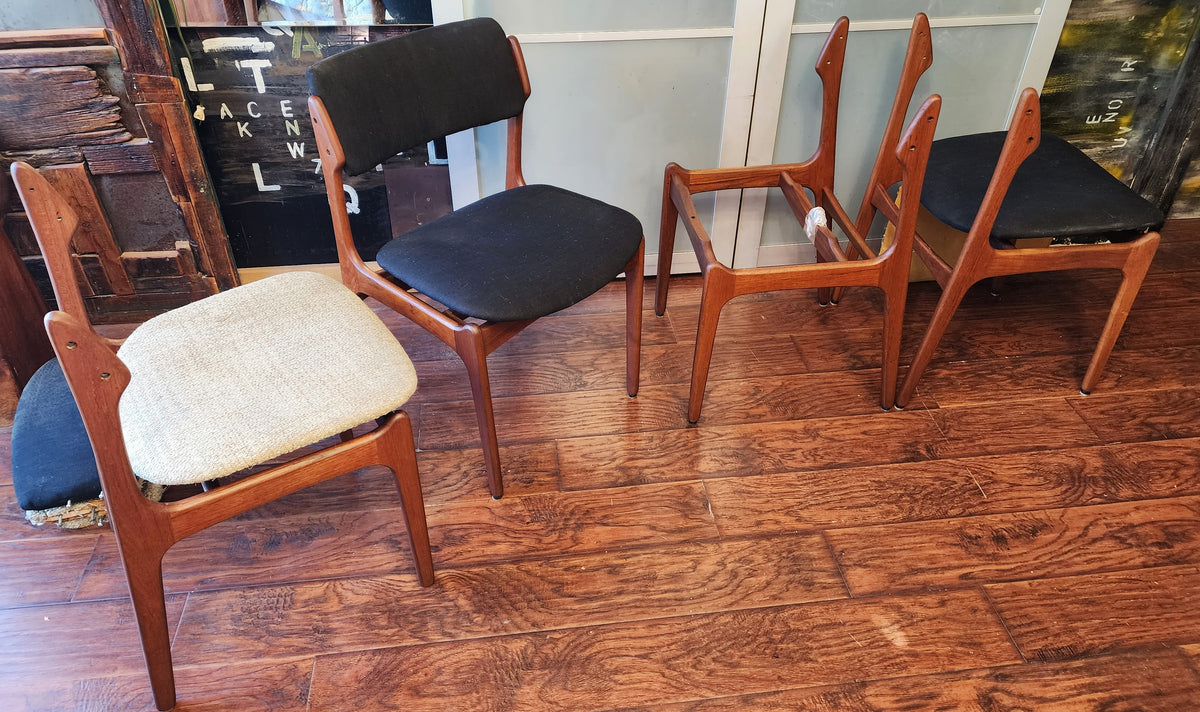 Choose Fabric***4 REFINISHED Danish Mid Century Modern teak chairs by Erik Buch, model 49