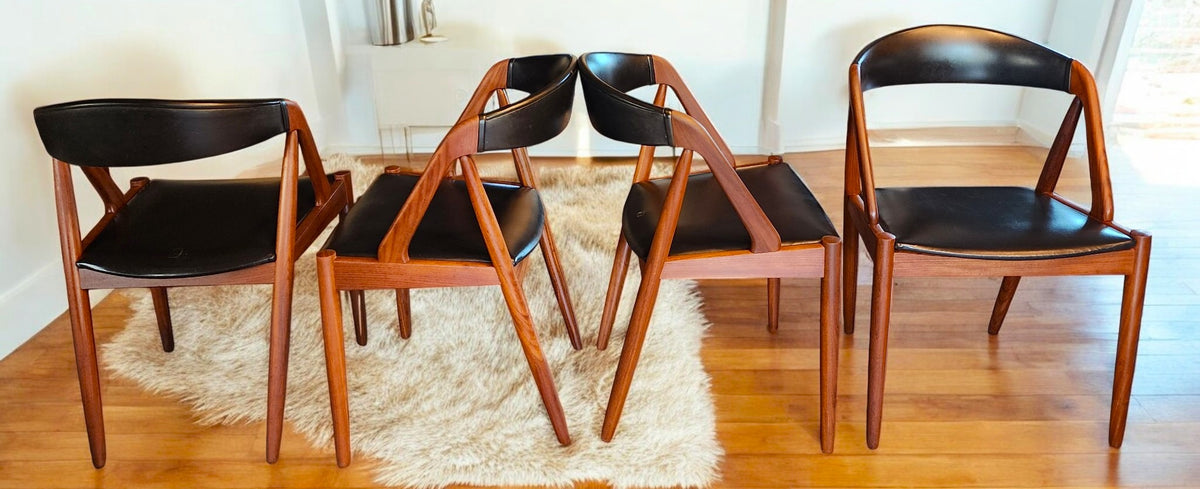 4 RESTORED Danish Mid Century Modern Kai Kristiansen Teak Chairs, Model 31