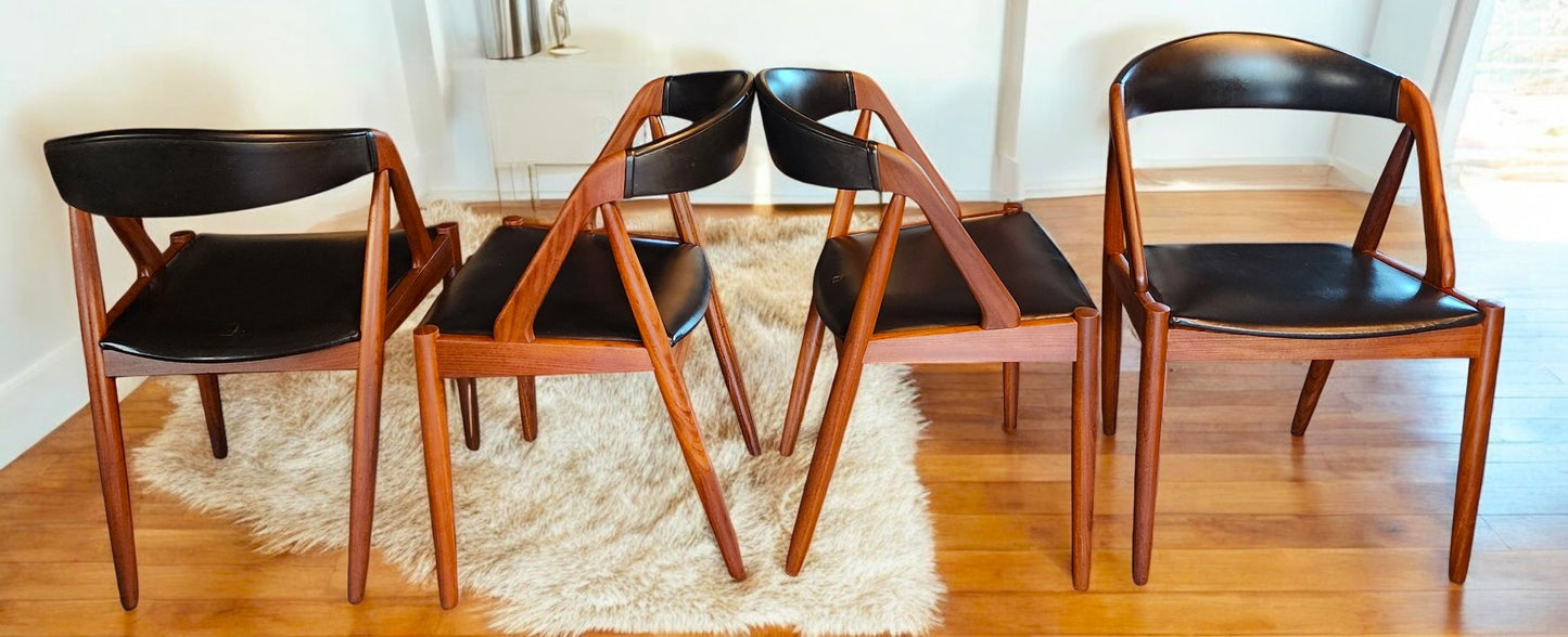 4 RESTORED Danish Mid Century Modern Kai Kristiansen Teak Chairs, Model 31