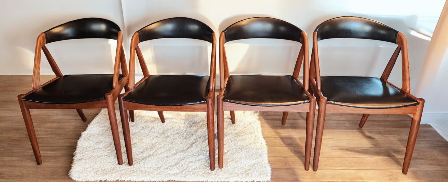 4 RESTORED Danish Mid Century Modern Kai Kristiansen Teak Chairs, Model 31