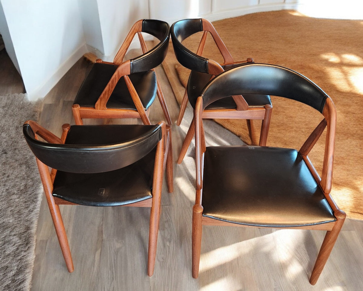 4 RESTORED Danish Mid Century Modern Kai Kristiansen Teak Chairs, Model 31