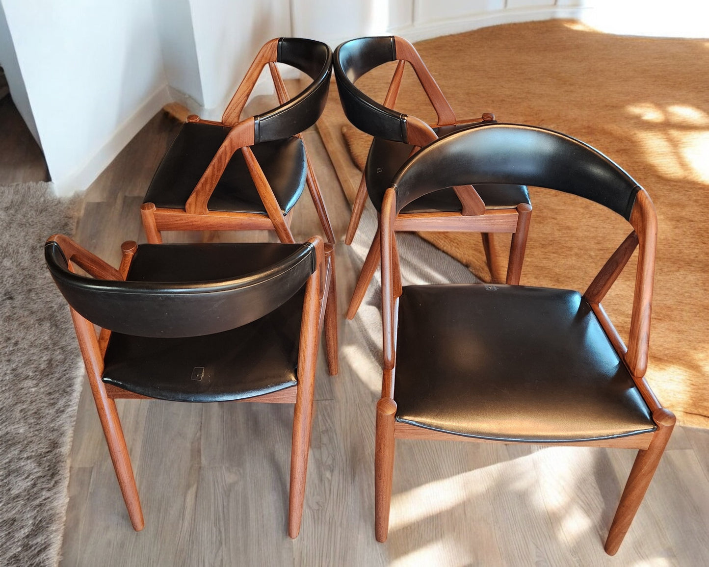 4 RESTORED Danish Mid Century Modern Kai Kristiansen Teak Chairs, Model 31