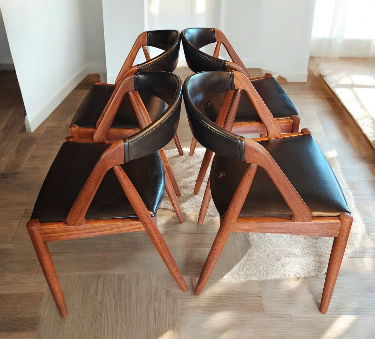 4 RESTORED Danish Mid Century Modern Kai Kristiansen Teak Chairs, Model 31