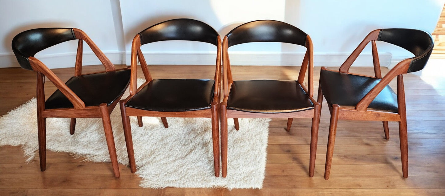4 RESTORED Danish Mid Century Modern Kai Kristiansen Teak Chairs, Model 31