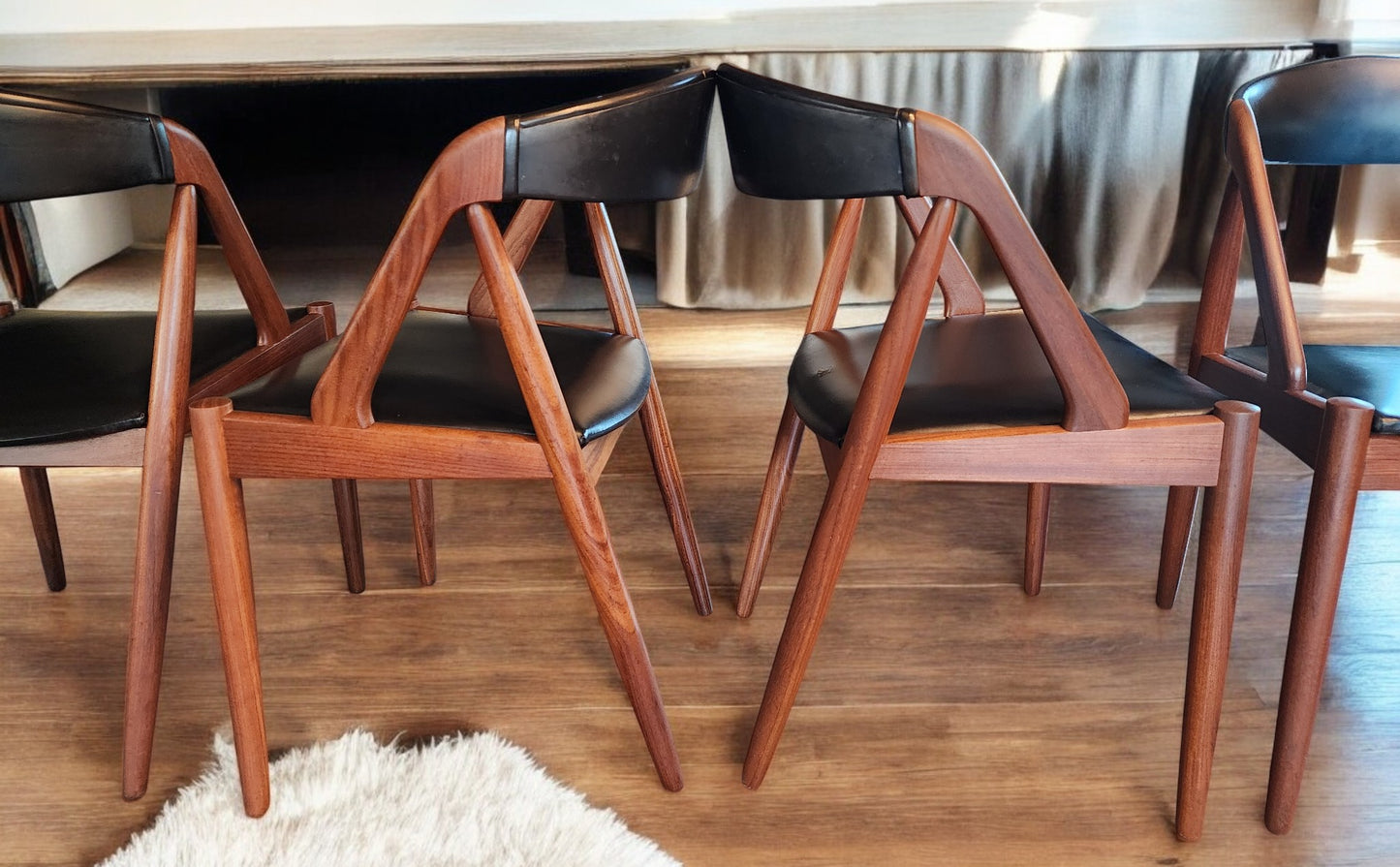 4 RESTORED Danish Mid Century Modern Kai Kristiansen Teak Chairs, Model 31