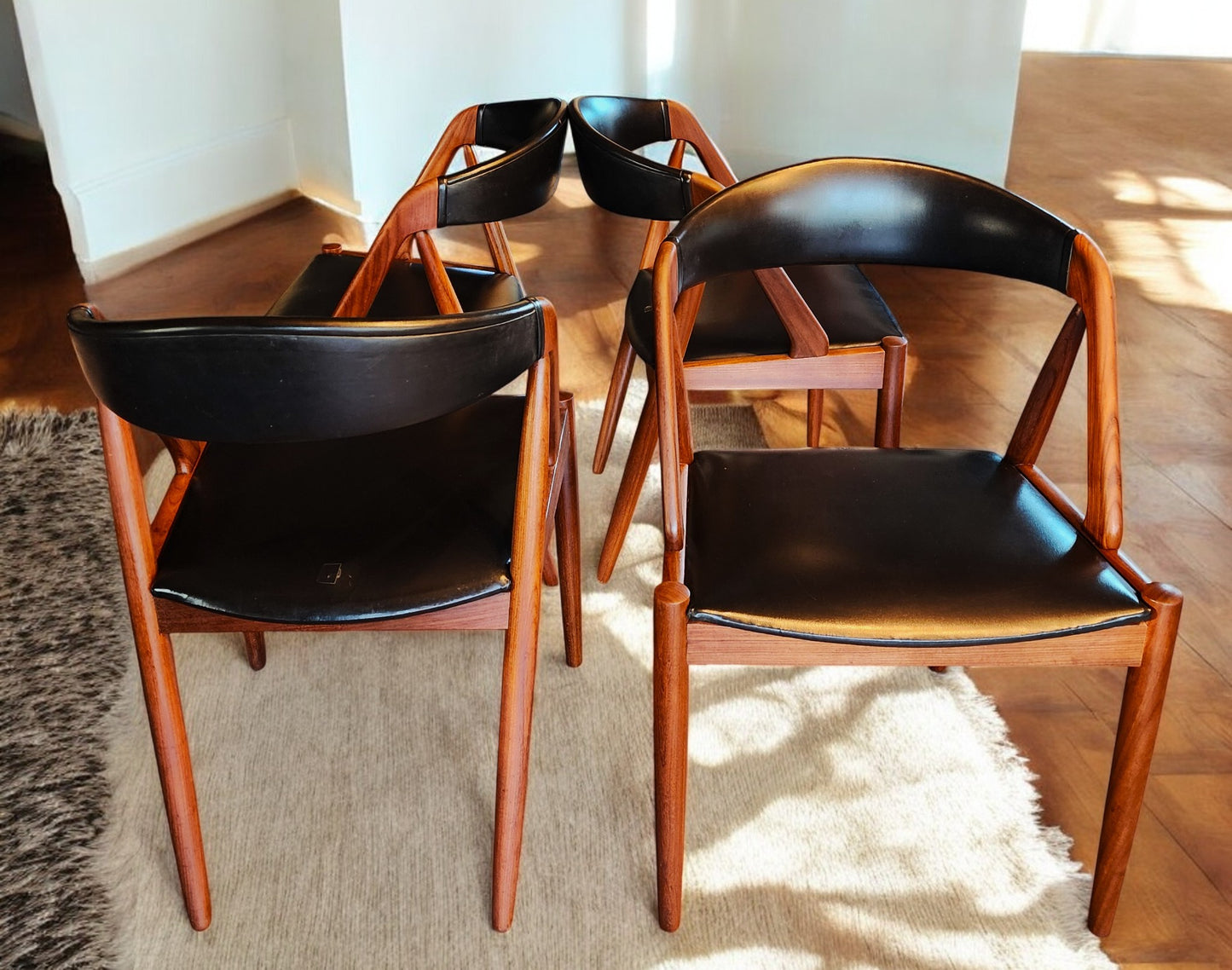 4 RESTORED Danish Mid Century Modern Kai Kristiansen Teak Chairs, Model 31