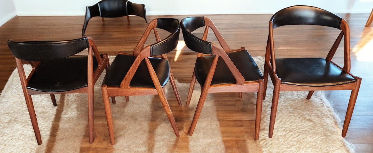 4 RESTORED Danish Mid Century Modern Kai Kristiansen Teak Chairs, Model 31