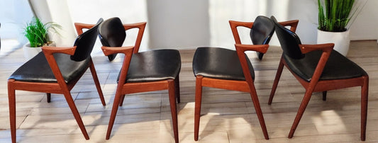 4 REFINISHED Danish MCM Teak Armchairs by Kai Kristiansen, Model 42