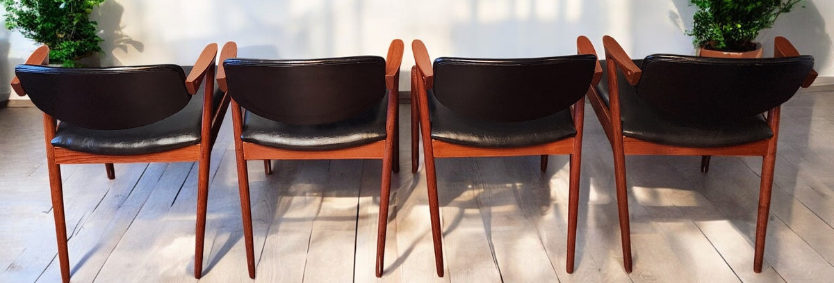 4 REFINISHED Danish MCM Teak Armchairs by Kai Kristiansen, Model 42