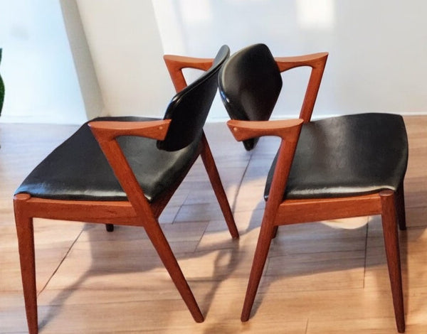 4 REFINISHED Danish MCM Teak Armchairs by Kai Kristiansen, Model 42