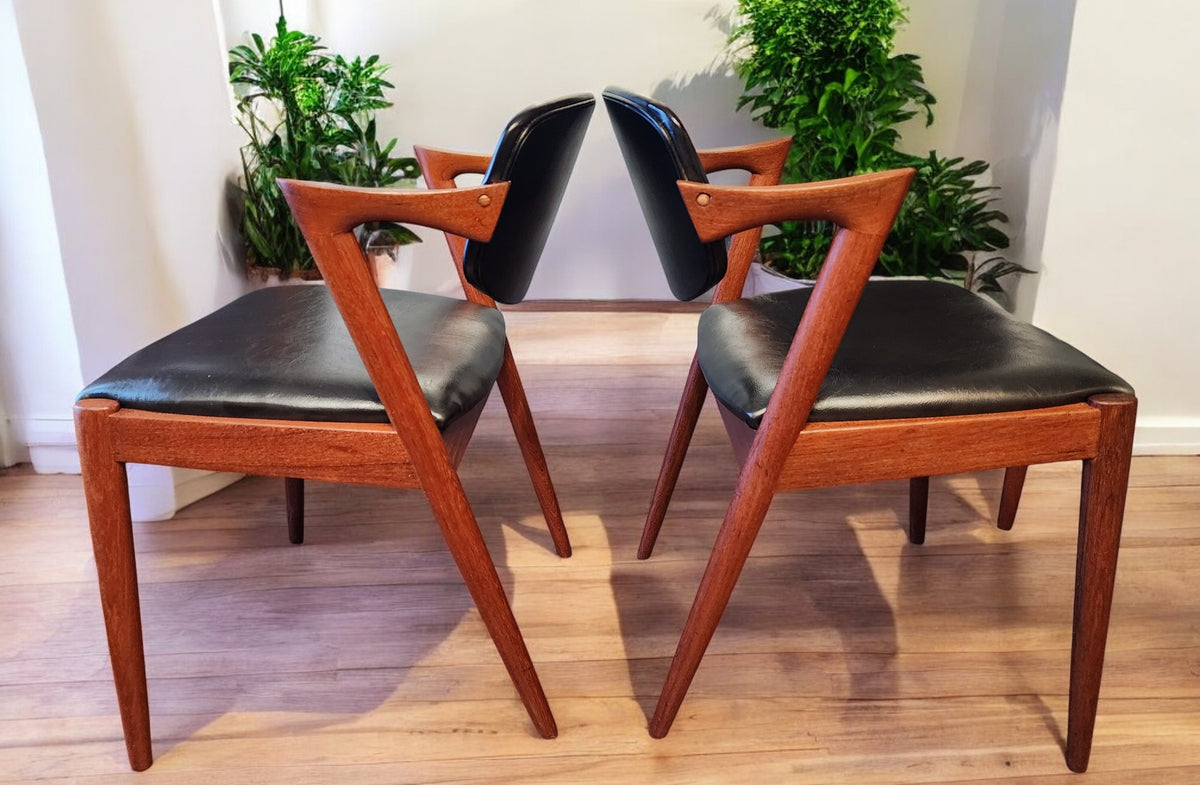 4 REFINISHED Danish MCM Teak Armchairs by Kai Kristiansen, Model 42